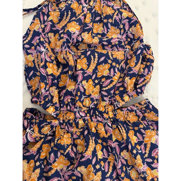 NWT J Crew Harbour Side-Cutout Midi Dress Size Small Tall Blue Orange Floral - Picture 11 of 16